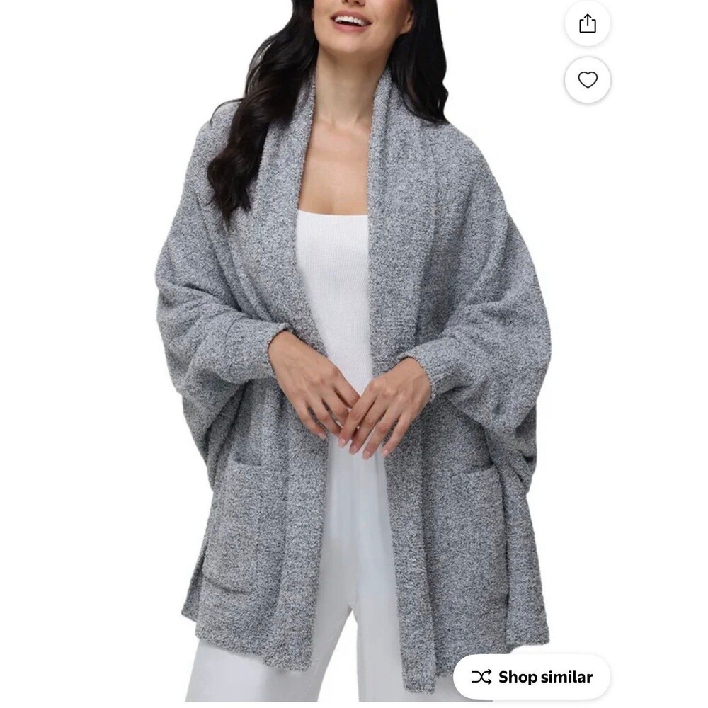 525 Women's The Cozy Open Front Wrap Gray L/XL NWOT